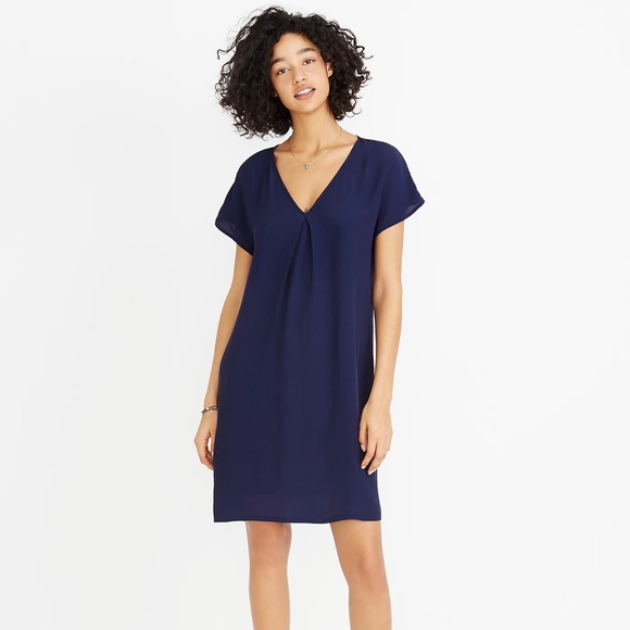 Madewell Womens Moment Dress Navy Blue 